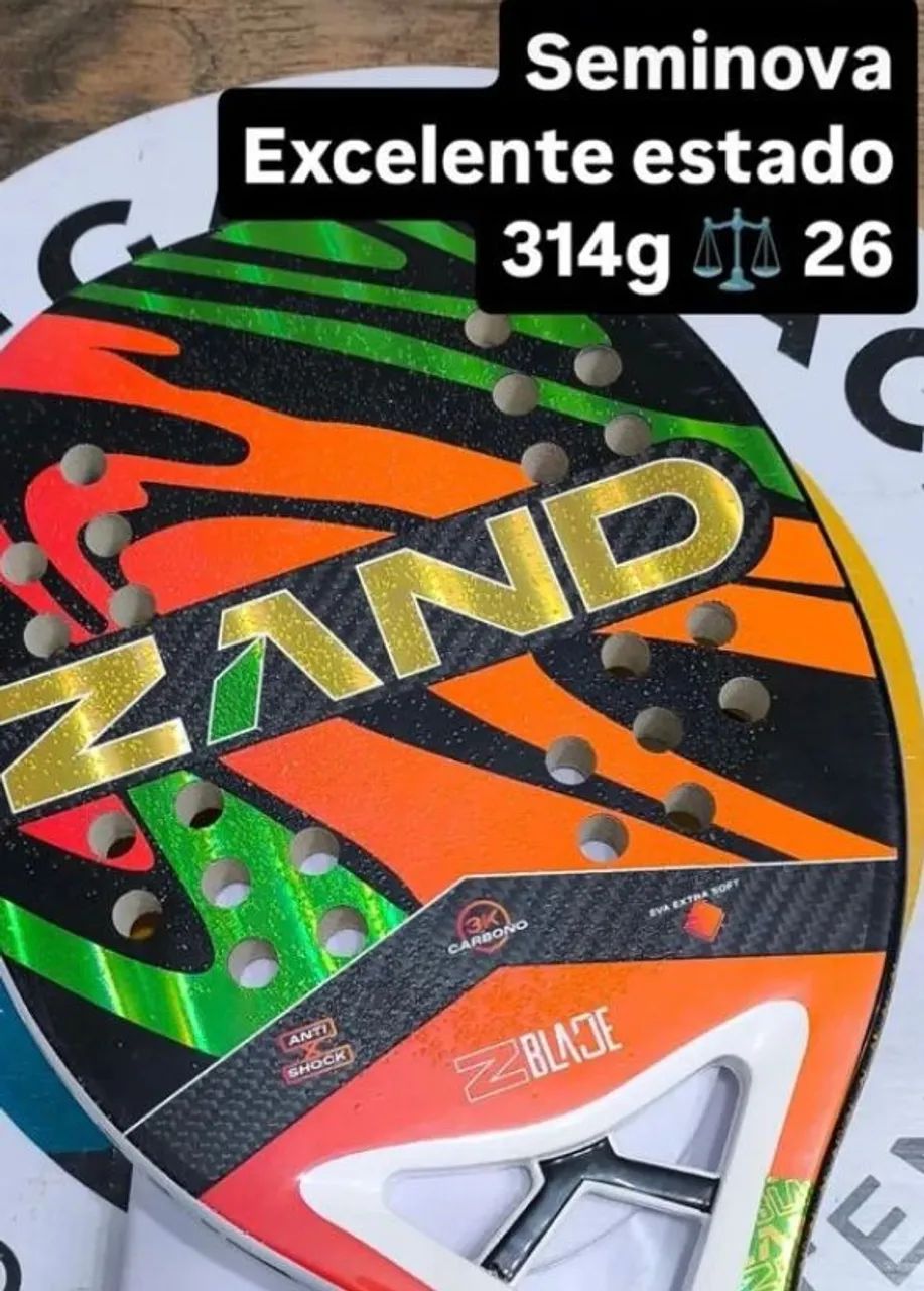 Raquete De Beach Tennis ZAND Z BLADE SEMI-NOVA, Peso 314 gramas balance 26.  - Foto 3