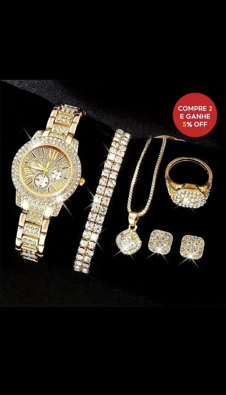 CONJUNTO RELÓGIO, PULSEIRA, COLAR, BRINCOS - Foto 4
