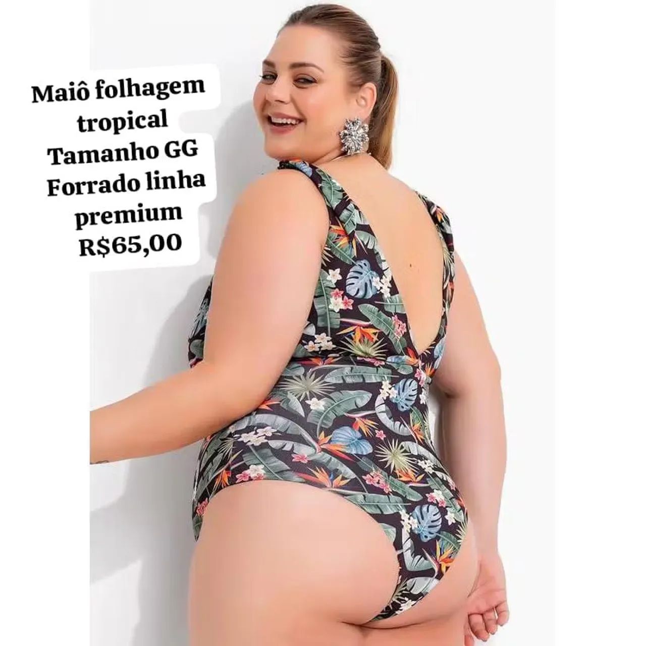Maiô feminino folhagem Tropical linha premium  - Foto 5