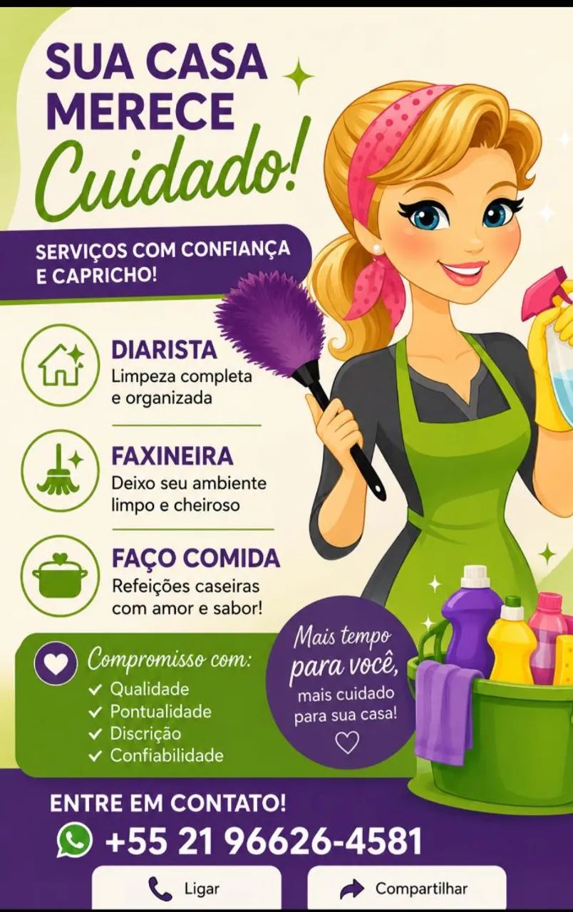 Faxineira diarista, faço comida   * 