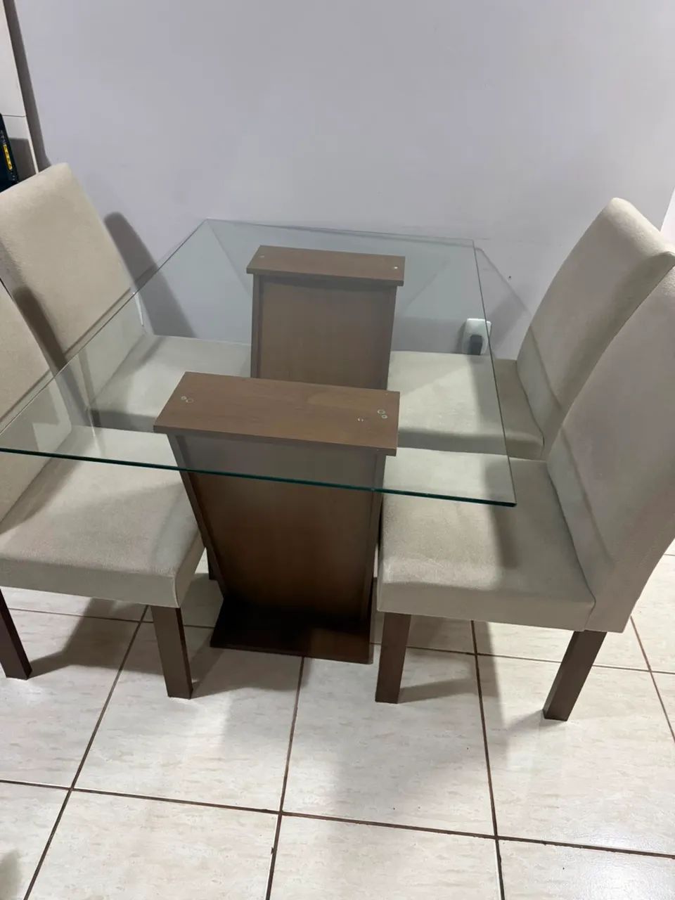 Mesa tampo de vidro