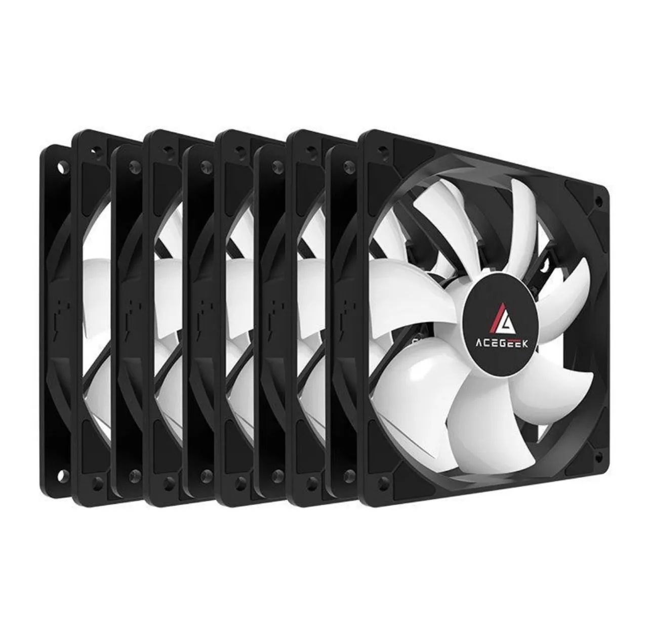 Kit 5 Fans 120mm RGB Rainbow Acegeek RW12 - Alto Fluxo + Silenciosa