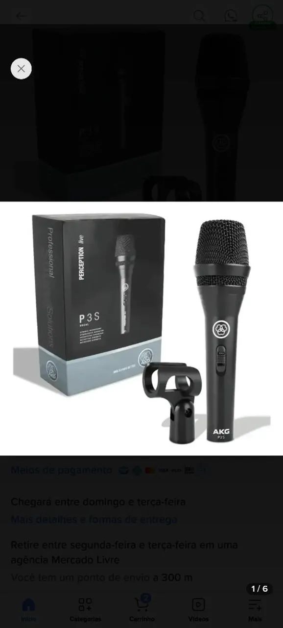 Microfone akg p3s novo caixa 