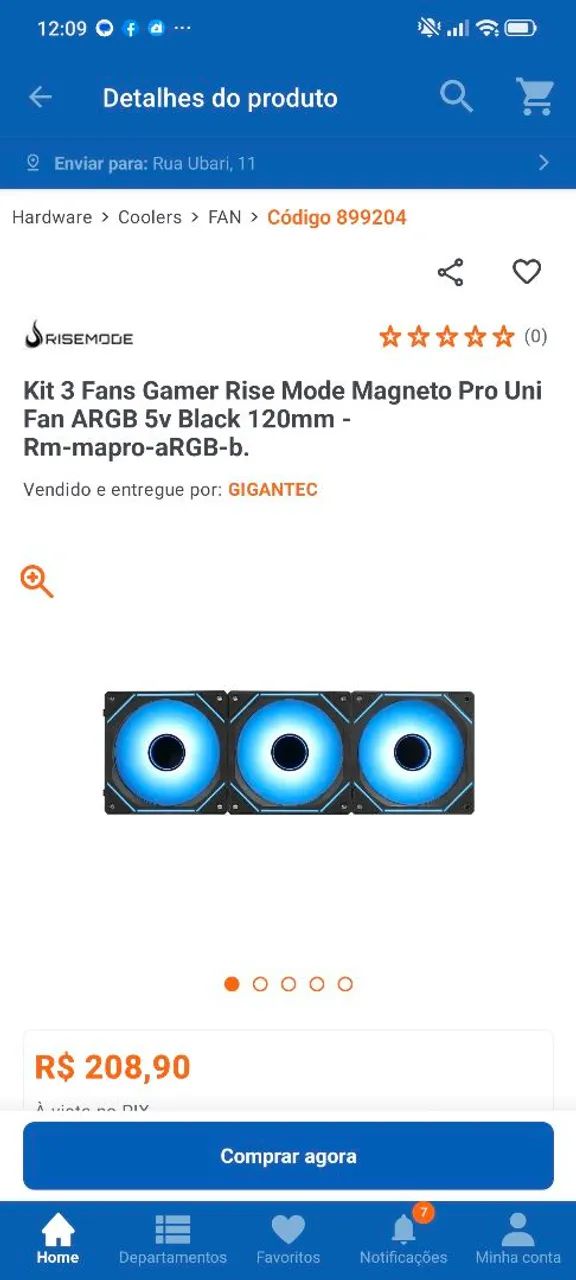 Kit 3 ventoinhas rise mode magneto pro 