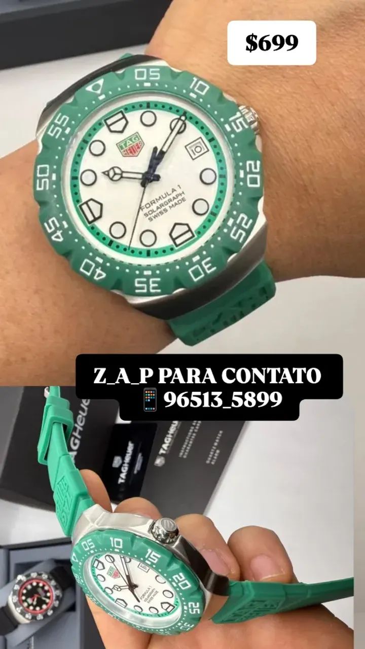 Relógio TAG HEUER F1 SOLARGRAPH PULSEIRA VERDE  - Foto 2