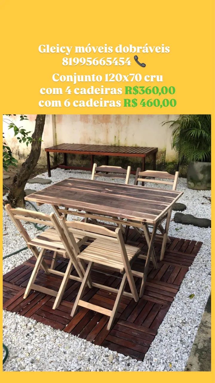Conjunto dobrável 120x70 com 4 cadeiras  - Foto 2