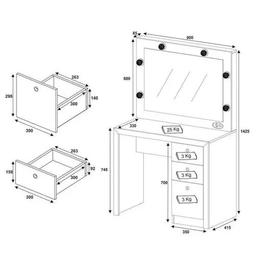 Dressing Table with Vanity Mirror65578337738753121