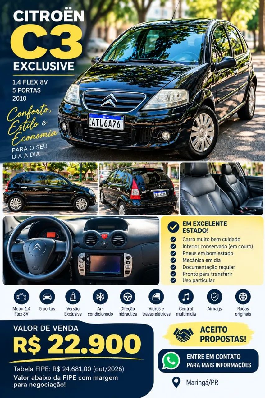Citroën C3 EXCLUSIVE 1.4 FLEX 8V 5P 2010