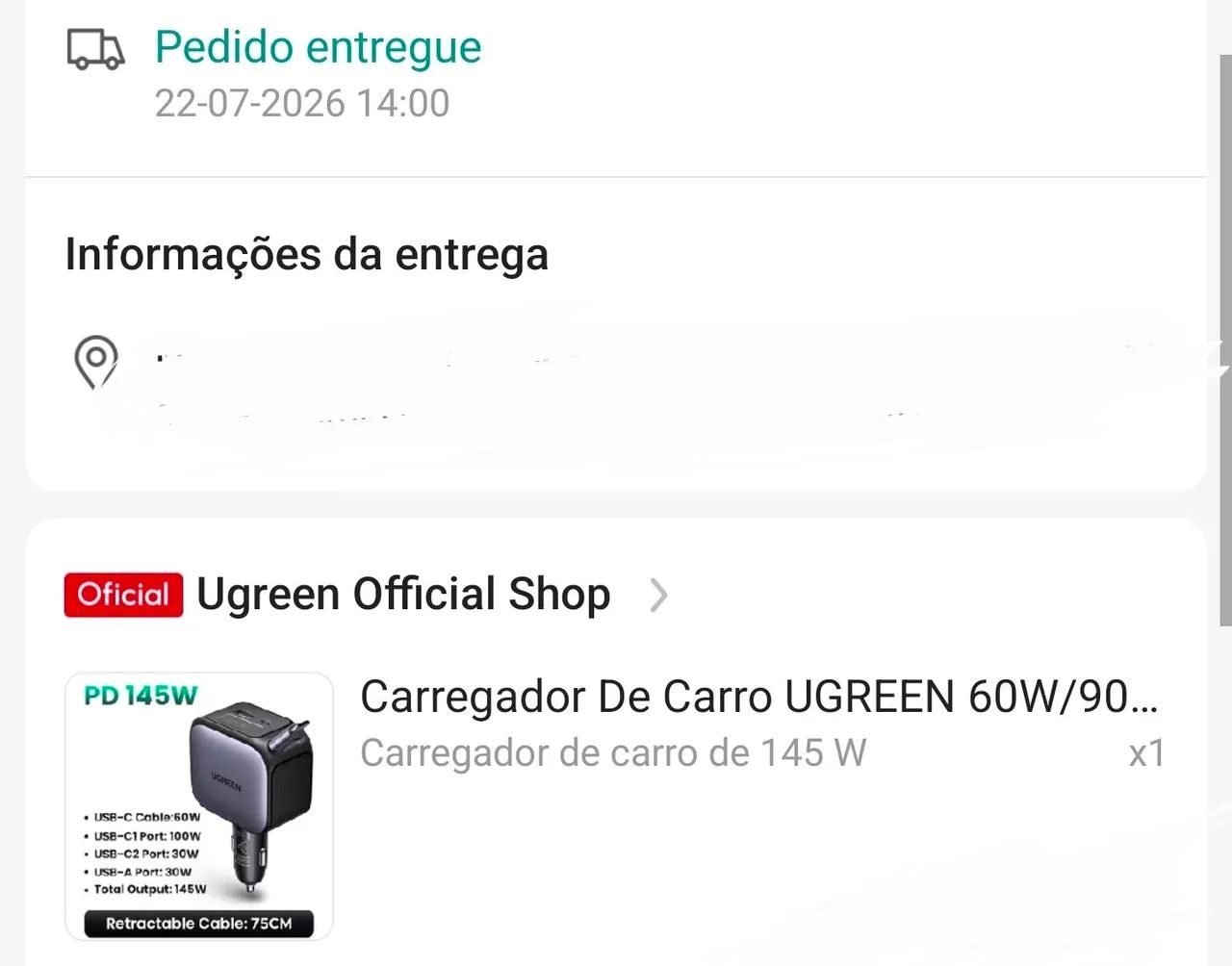 Carregador Veicular Ugreen 145w - Foto 4