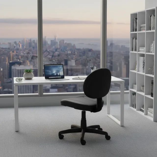 Cadeira Executiva PLUS Costurada Sem Braços Corino Preto Conforto Ergonômico 32979