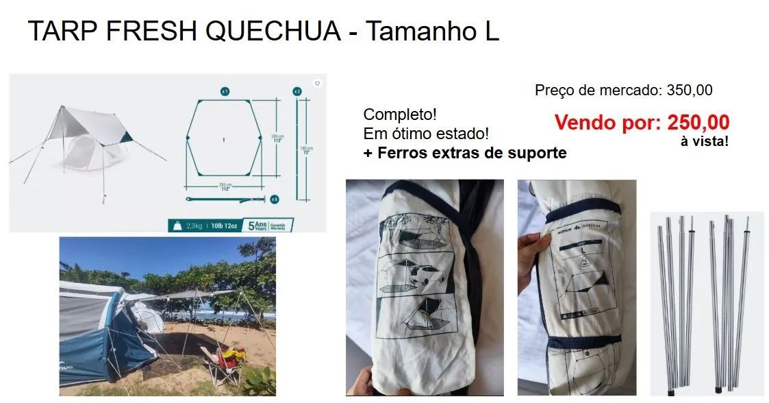 Tarp Fresh Quechua - Tam L - varetas inclusas 
