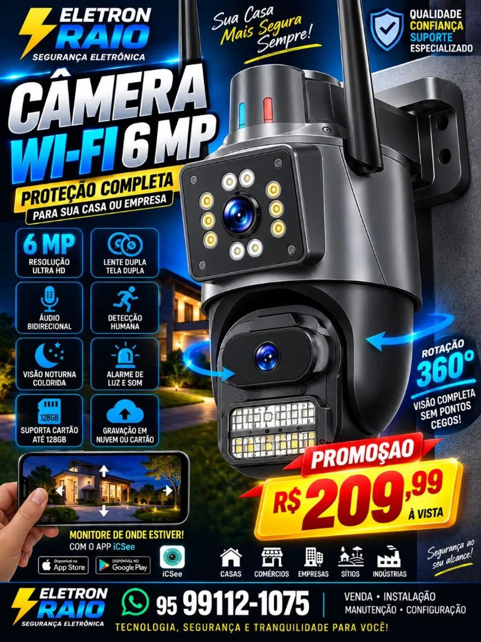 Câmera dupla Wi FI 