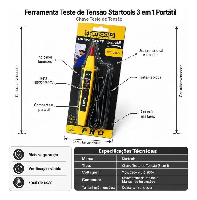 CHAVE DE TESTE DUAS PONTAS STARTOOLS(OBS) PRODUTO NOVO NA CAIXA LACRADO - Foto 5