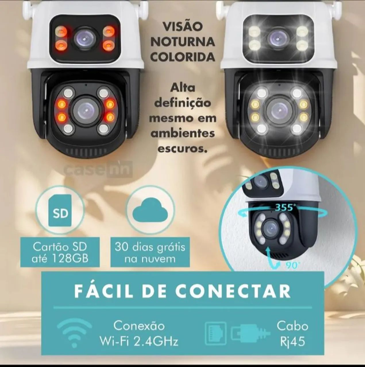 Câmera de Segurança Wi-Fi 360° com Visão Noturna e Áudio - Foto 3
