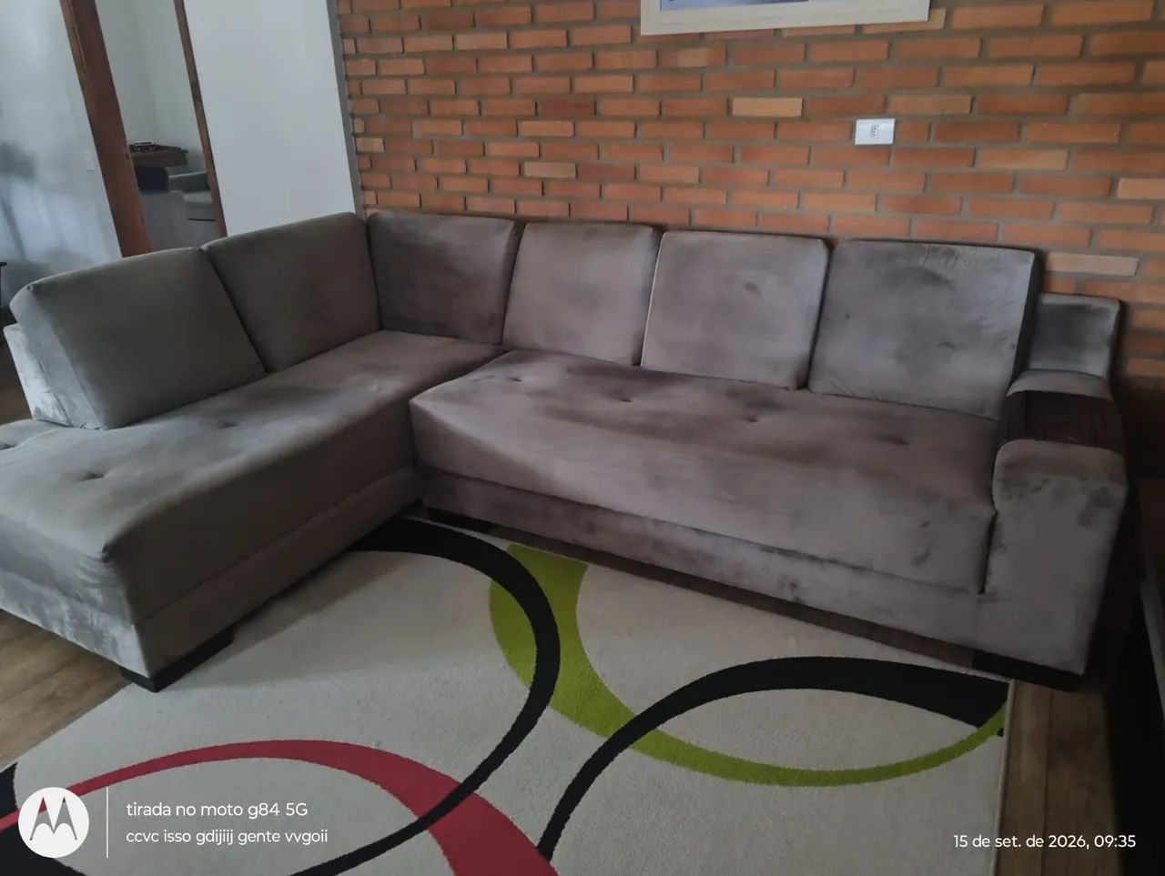 SOFÁ MODULAR EM SUEDE (ESTADO DE NOVO)