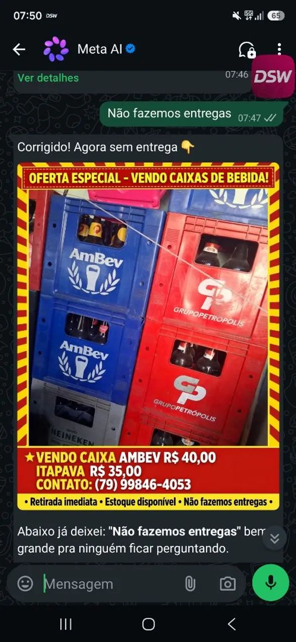 Engradado de cerveja há venda ambev e itapava 