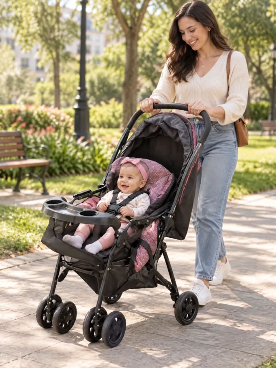 Carrinho de Bebê Preto Cosco com bebe Conforto - Foto 2
