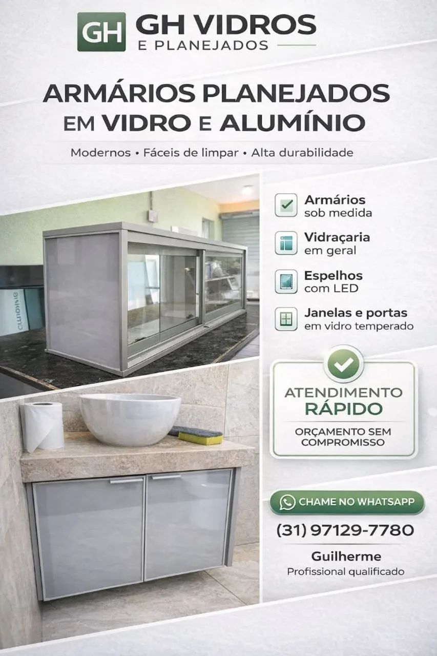 Armários planejados em vidro e alumínio  - Foto 2