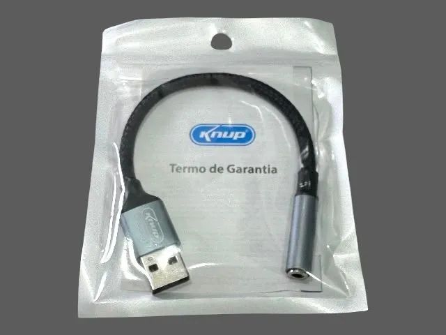 Cabo Adaptador de Áudio USB Externo Knup KP-AD168 para P2 3,5mm