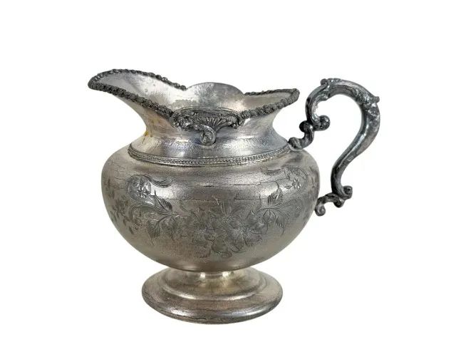Antigo bule com alça madeira e leiteira em estanho pewter Peça marcada e numerada - Foto 3