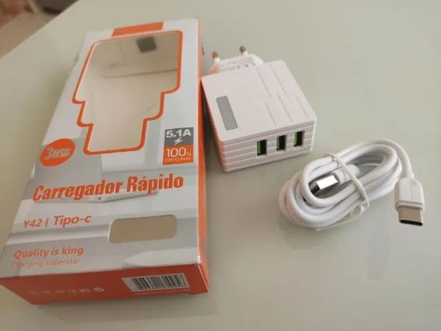 Carregador H'maston com 3 Usb + cabo tipo C - Foto 3