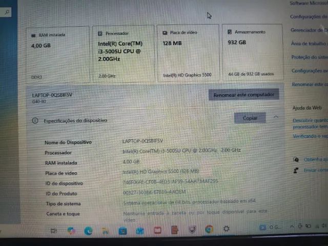 Notebook Lenovo G40 i3. 4GB RAM. 932GB  Notebook Lenovo G40 usado, funcionando e com  - Foto 3