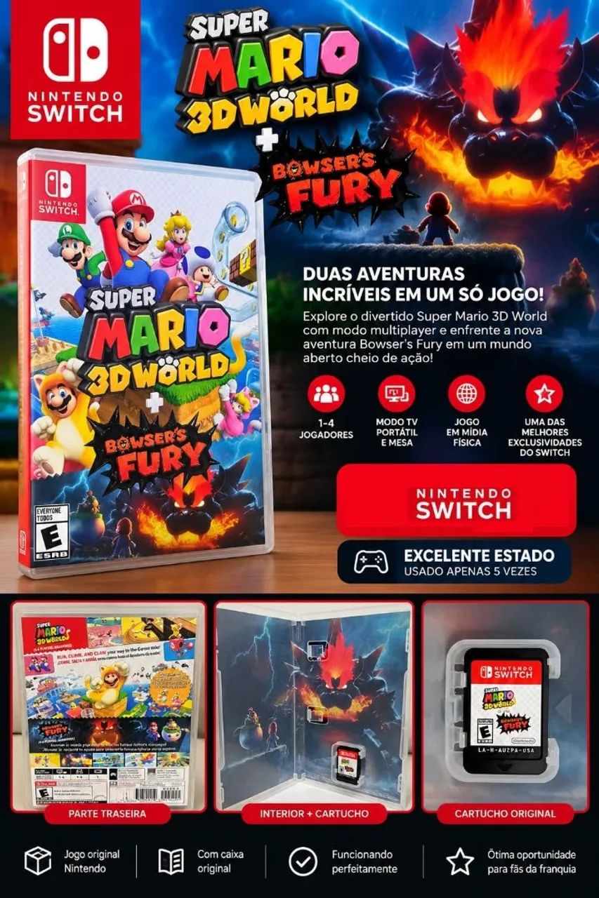 Jogo Nintendo Switch Super Mario 3D World + Bowser's Fury<br