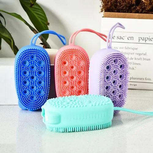 Esponja De Silicone Macia Para Banho Escova Espuma Interna Confortável - Foto 3