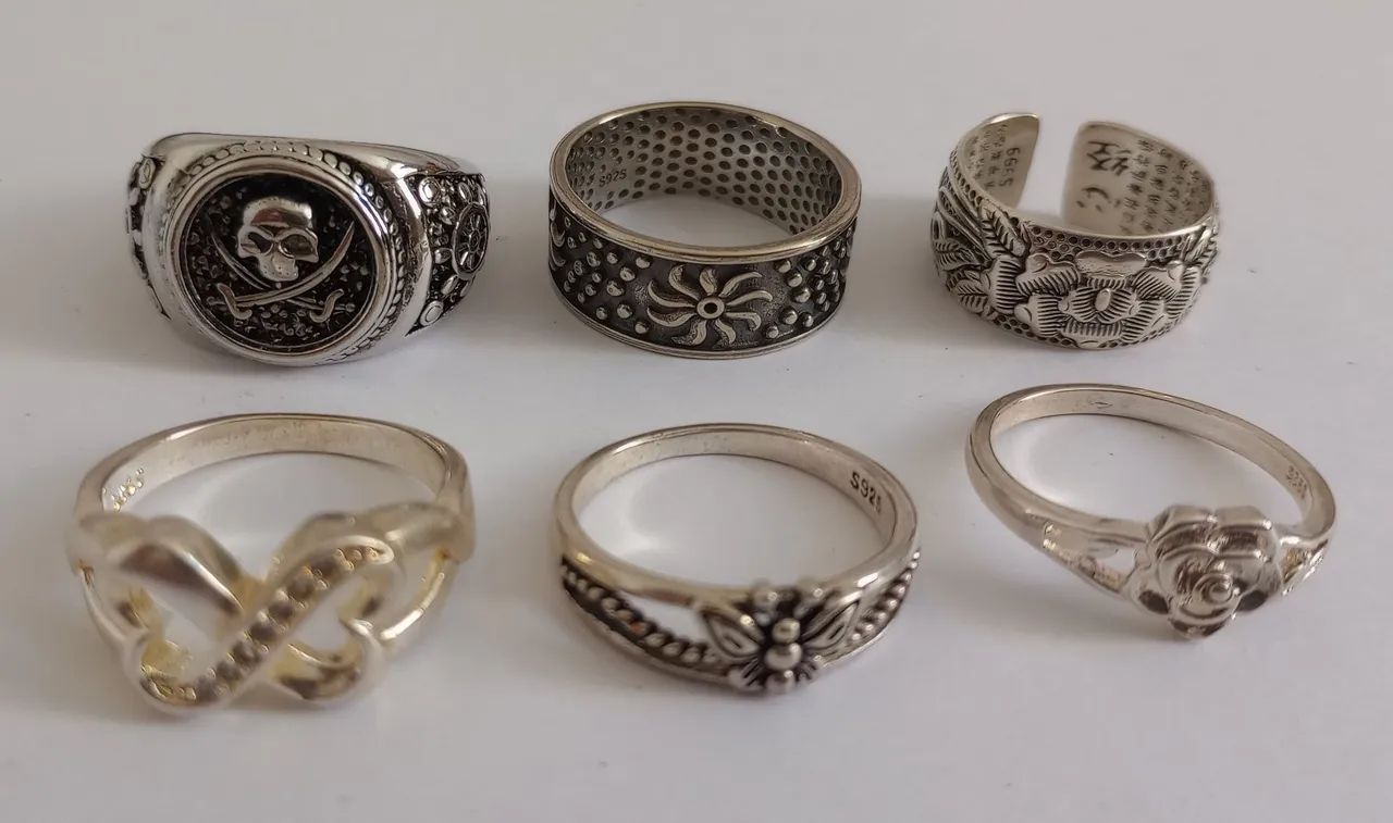 Anéis estilo vintage com banho de prata - Foto 2