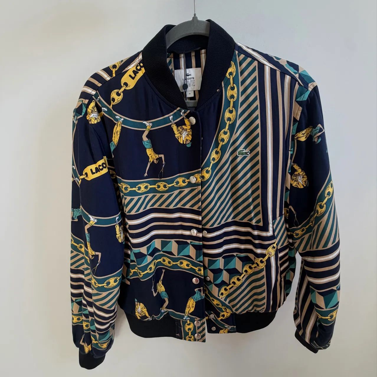 Lacoste LIVE Bomber Jacket BF4319 Original Estampada Rara - Foto 4