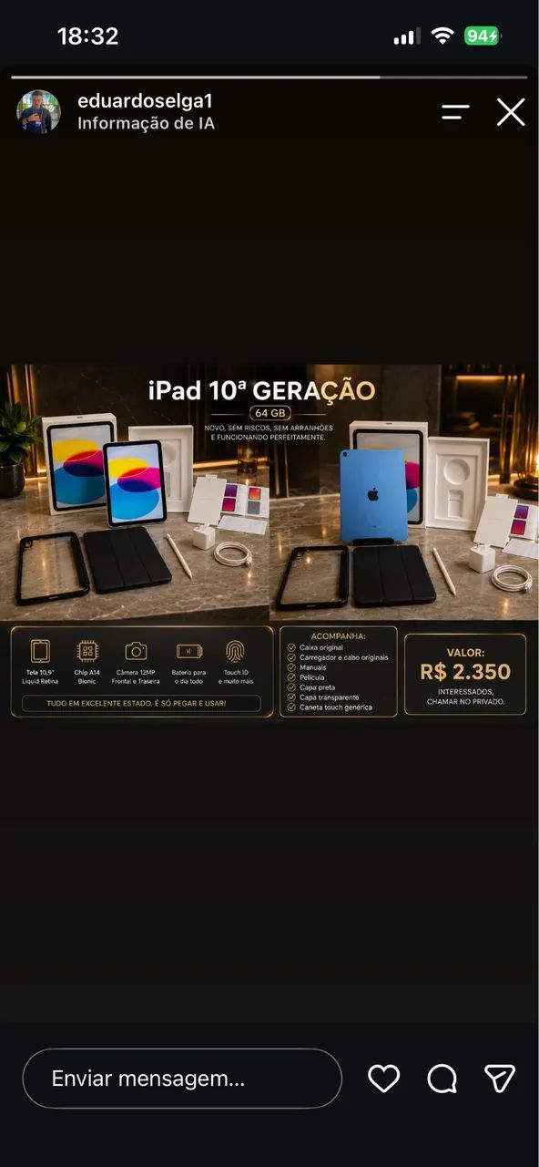 Vendo iPad semi novo 