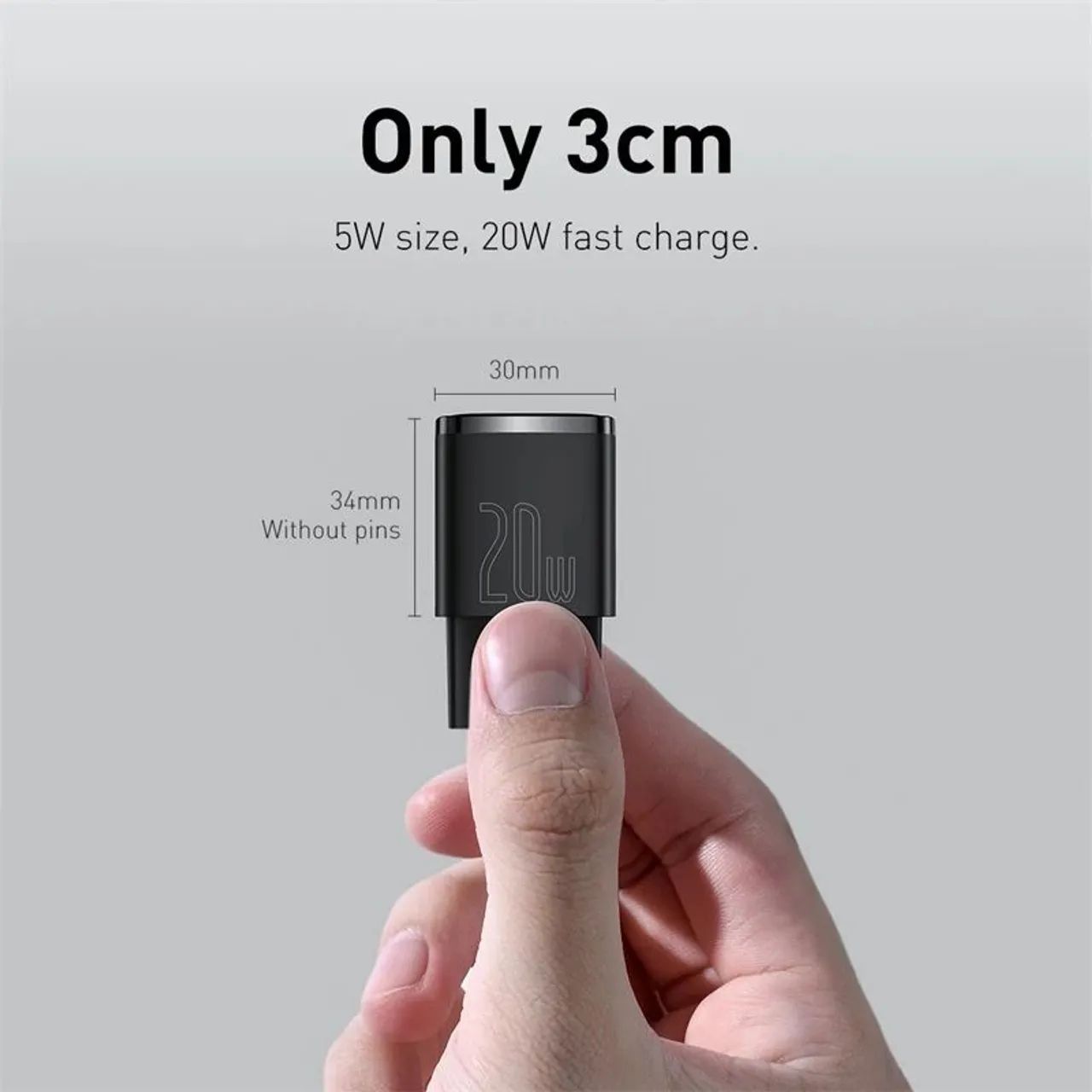 Carregador Mini 20w Baseus Turbo USB-C - Foto 2