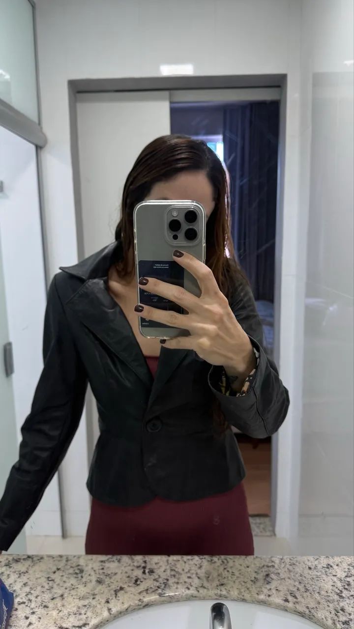 Jaqueta em couro verdadeiro P - Foto 3