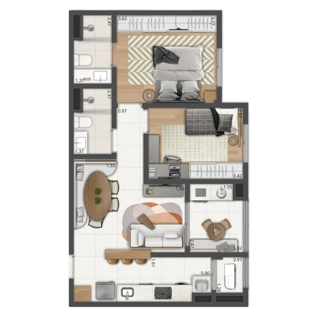 PLANTA 66m²