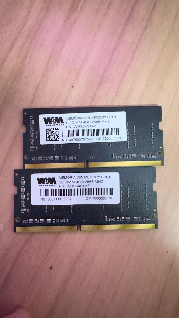 Memória RAM SODDIM DDR4 2x4