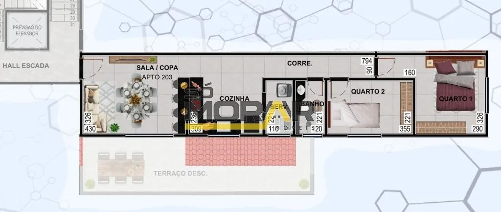 APARTAMENTO LINEAR COM 2 QUARTO E 1 VAGA DE GARAGEM NO BAIRRO