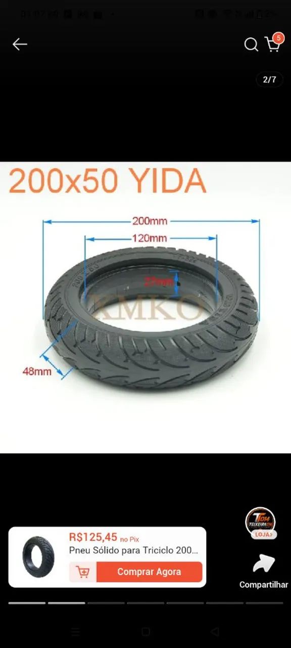 Pneu Maciço 200x50 Drift 8 Polegadas. - Foto 3
