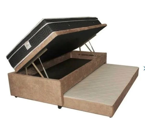 CAMA BOX BAU COM AUXILIAR E COLCHAO D33 SOLTEIRO 