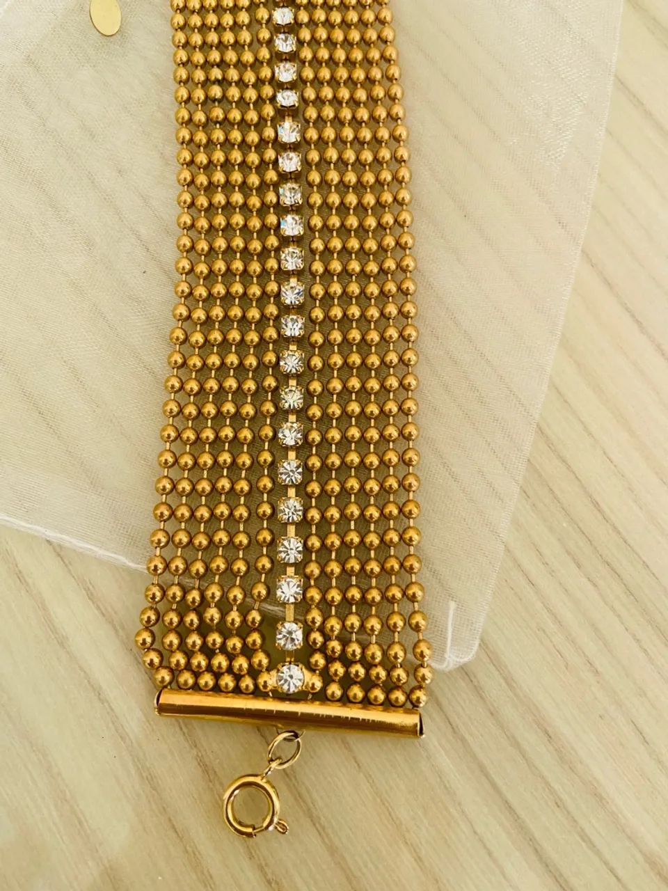 Pulseira cravejada dourada - Foto 4