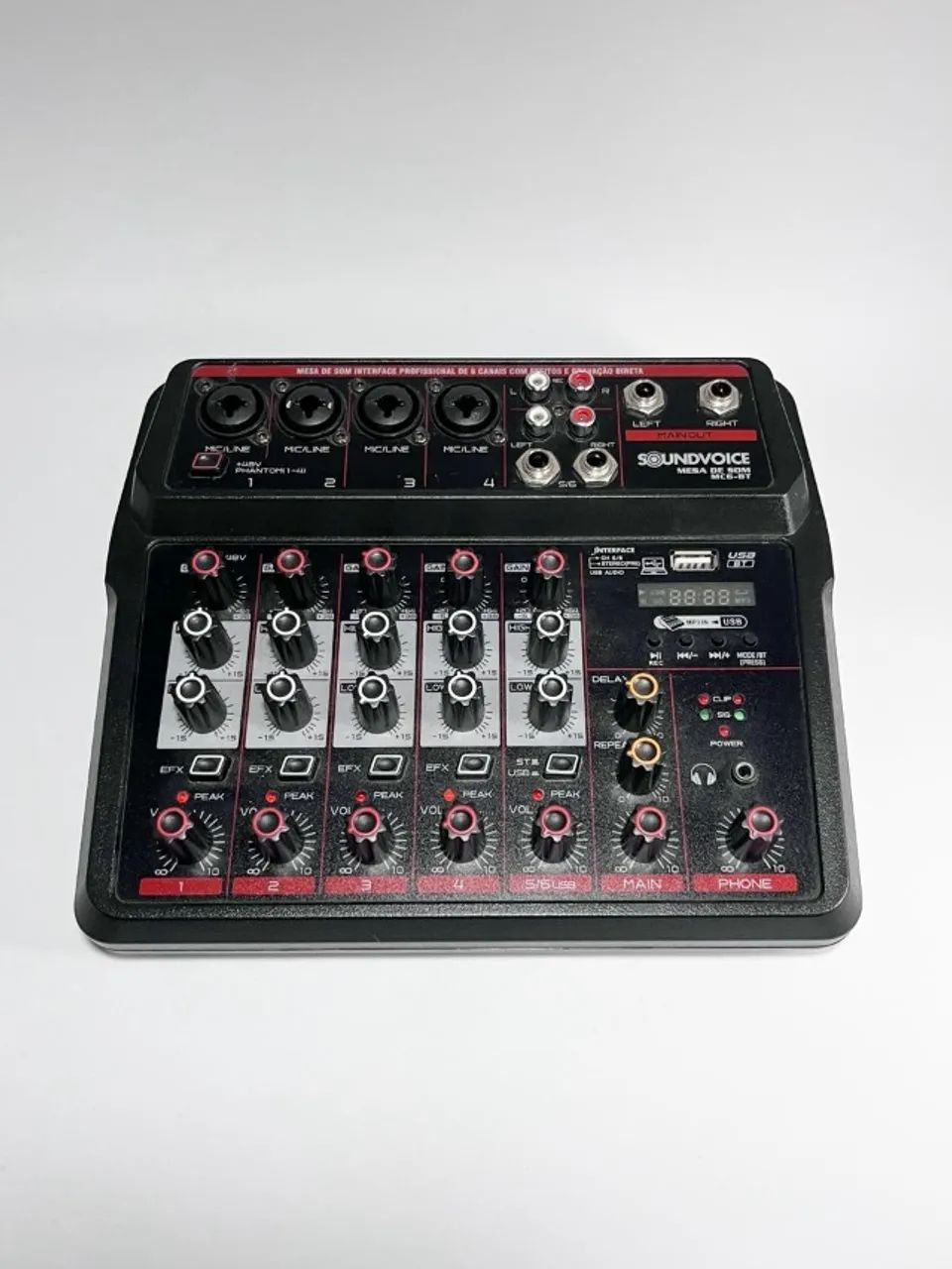 Mixer Soundvoice MC6-BT Bluetooth USB Interface de Áudio