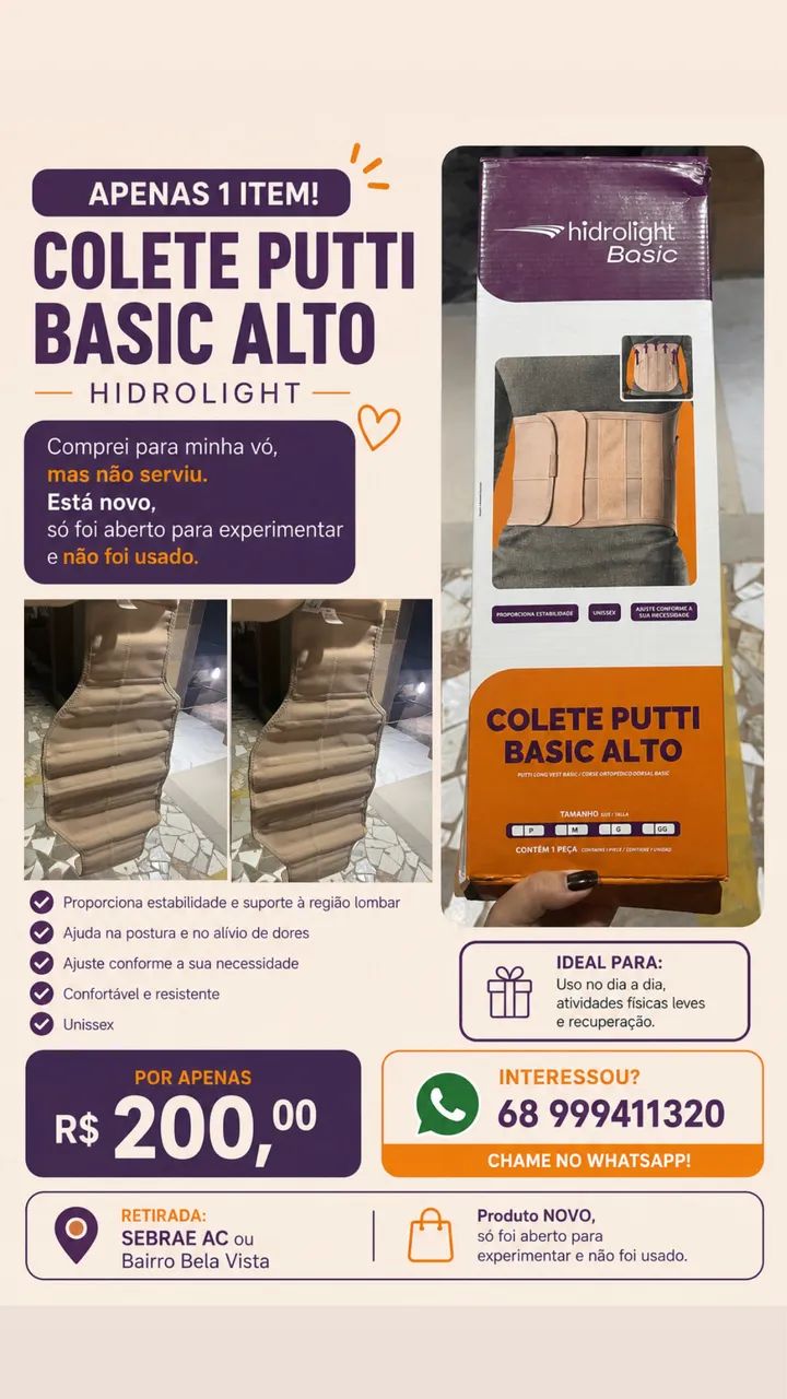 Vende-se colete putti básic alto 