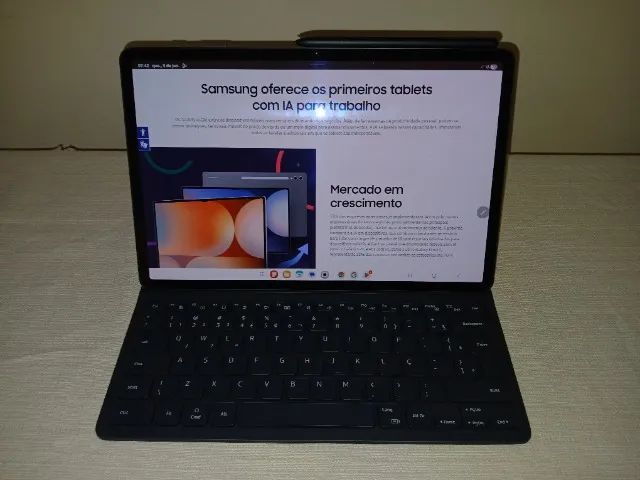 Galaxy Tab S8+ (é o Plus) - Tá zero - Vai com Galaxy AI e Capa Teclado Original