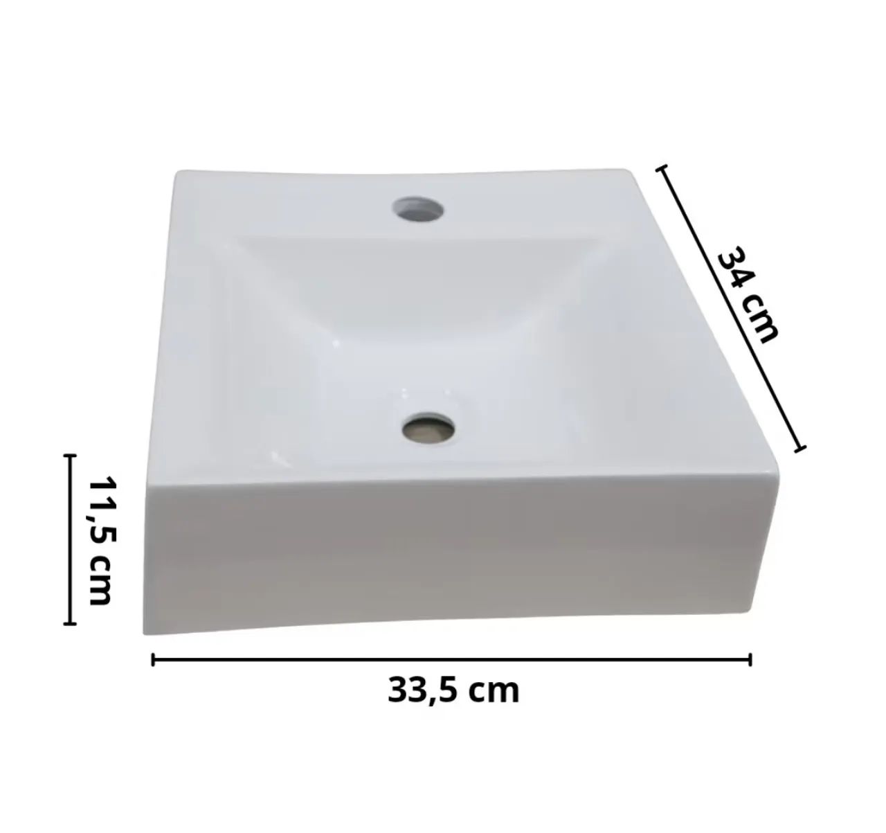 Cuba de banheiro de sobrepor - branca 34 x 33,5 x 11,5