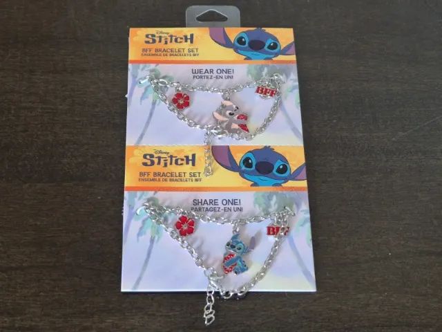 2 Pulseiras Da Amizade. Bracelet Set. Stitch E Angel. Disney