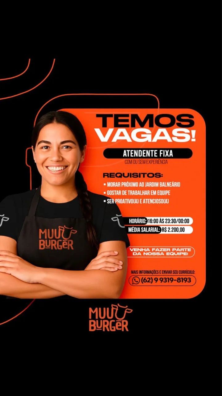 2 Vagas Atendente Fixo Com ou Sem experiência 