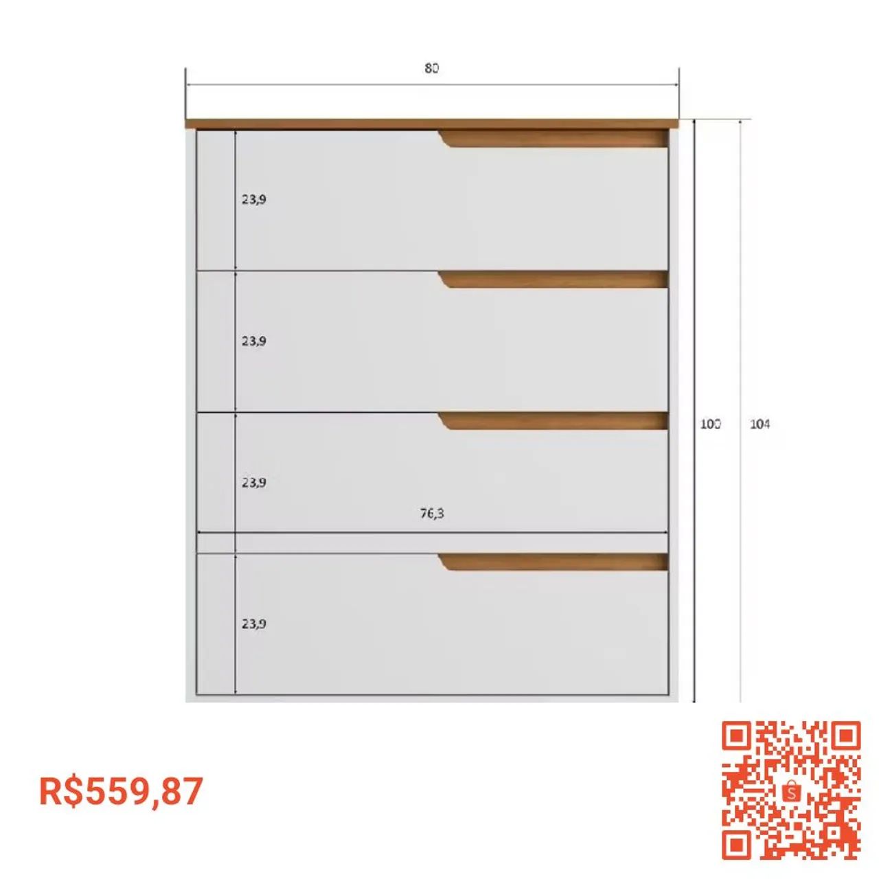 Cômoda 4 gavetas  - Foto 4