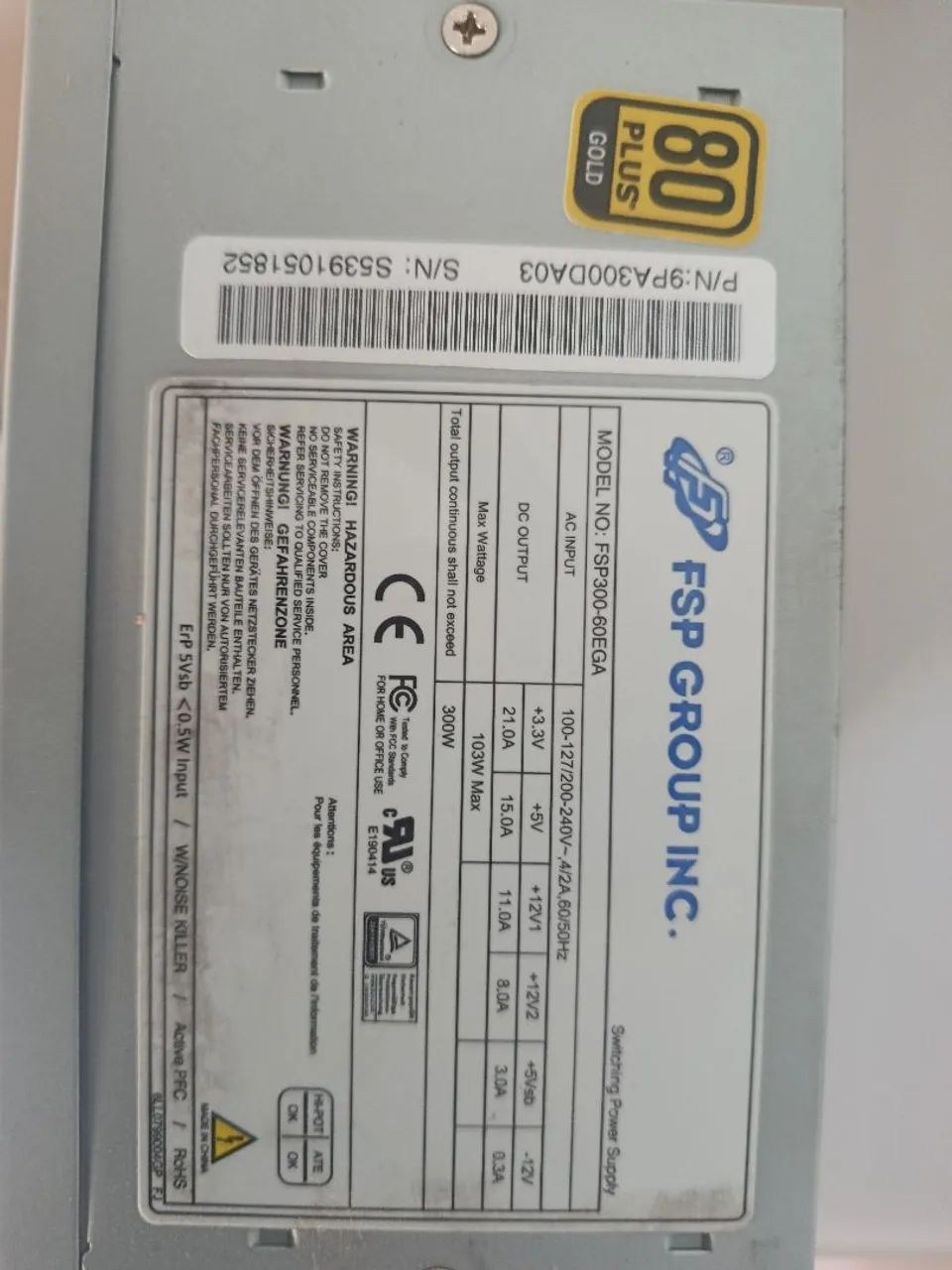Fonte 300w 80 Plus gold