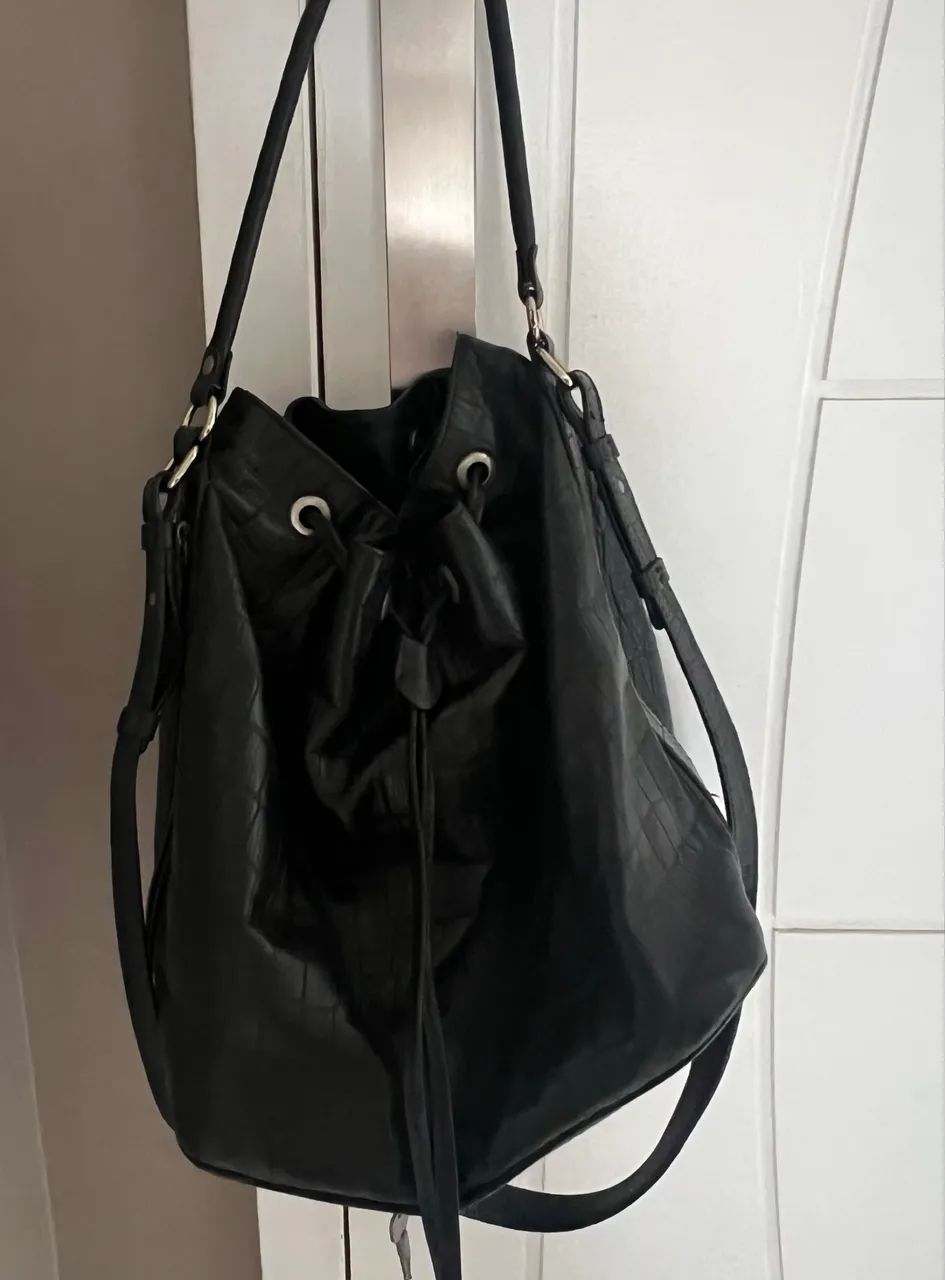 Bolsa couro preta mr cat