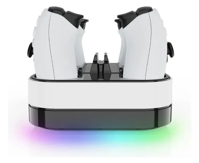 Base Carregadora Controle PS5 USB Tipo C LED RGB Carrega 3 Dispositivos - Foto 3