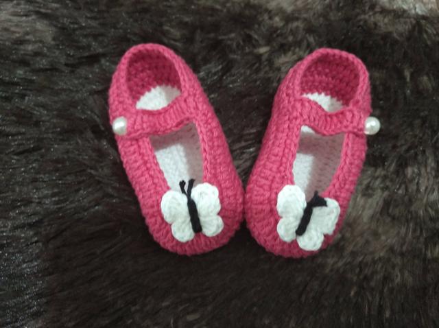Sapatinho de Crochê Menina Rosa - Foto 4
